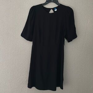 Old Navy Dress Fit & Flare Puff-Sleeve Smocked Cutout Mini Dress Black Medium